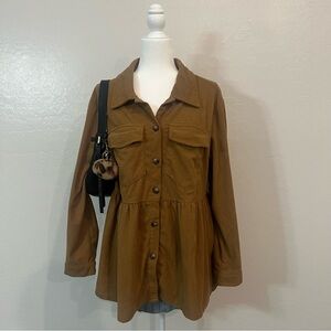 SOLD! Boho chic peplum shacket with corduroy material